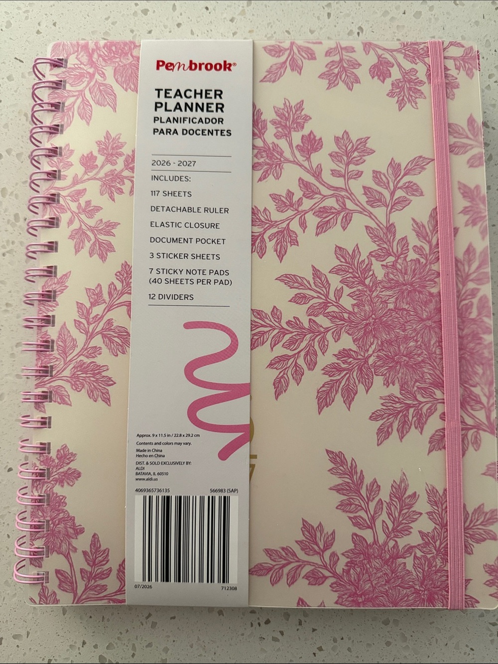 Penbrook Floral Teacher Planner - Pink Floral